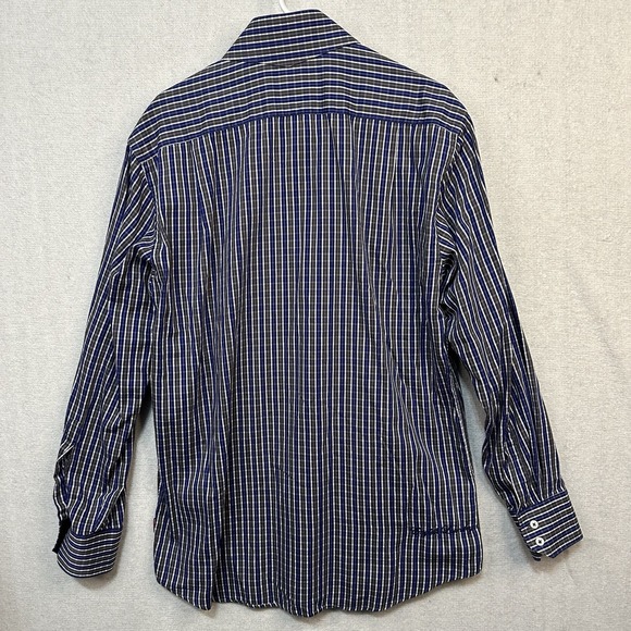 English Laundry Men's Long Sleeve Blue Checked 16 34/35 Flip Cuff Handsome - Picture 2 of 11